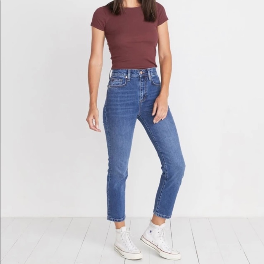 Marine Layer vintage straight high waisted jeans.